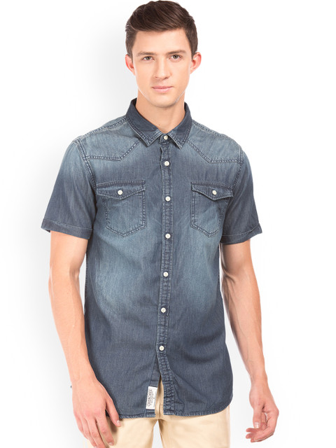 

Cherokee Men Blue Slim Fit Faded Casual Shirt