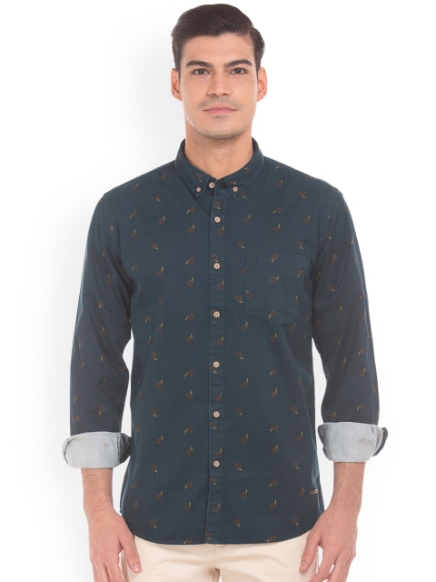 

Cherokee Men Teal Blue Regular Fit Printed Casual Shirt