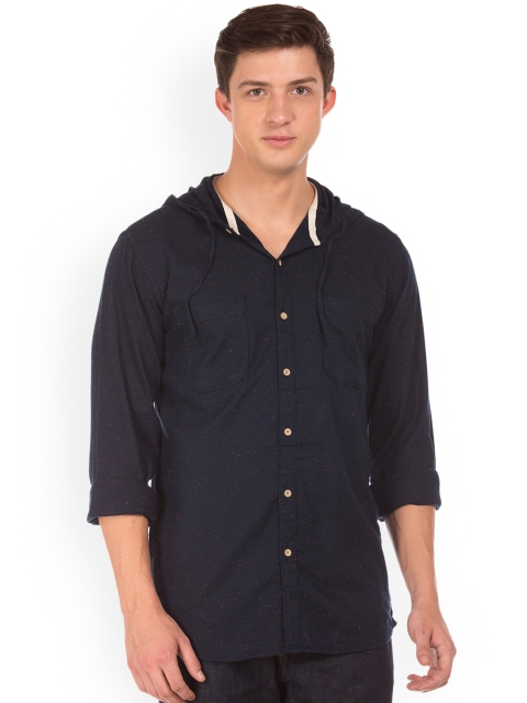 

Cherokee Men Navy Blue Regular Fit Solid Casual Shirt