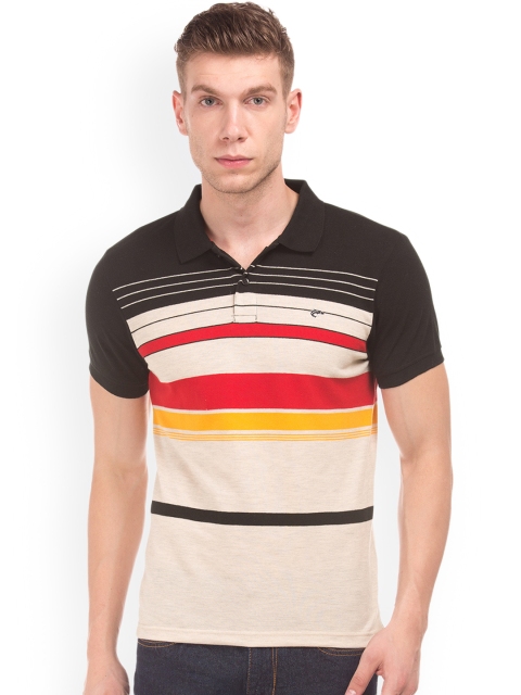 

Ruggers Men Black Striped Polo Collar T-shirt