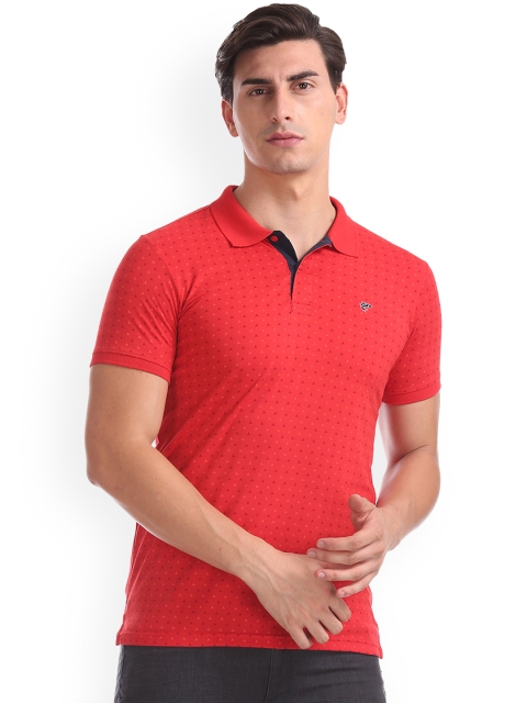 

Ruggers Men Red Printed Polo Collar T-shirt