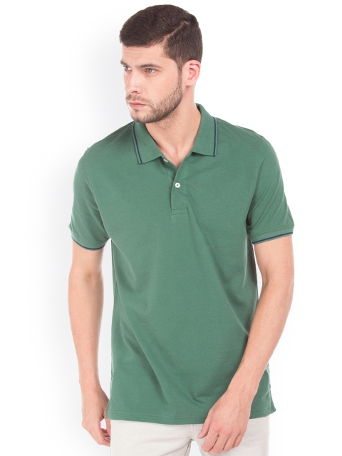 

Ruggers Men Green Solid Polo Collar T-shirt