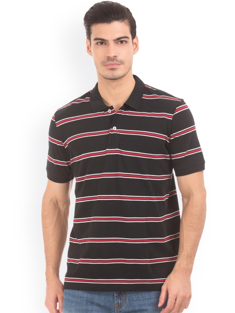 

Ruggers Men Black Striped Polo Collar T-shirt