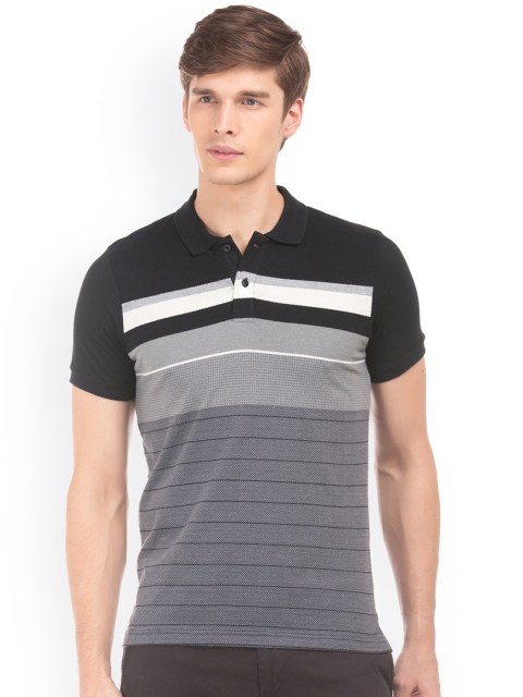 

Ruggers Men Black Striped Polo Collar T-shirt