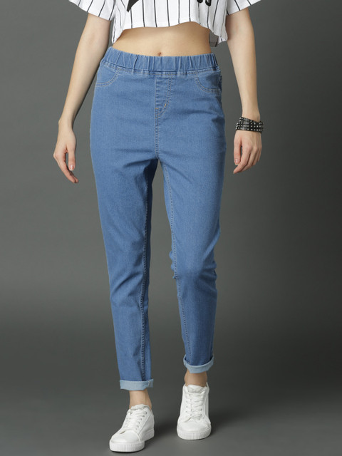 

Roadster Women Blue Solid High-WaistDenim Jeggings