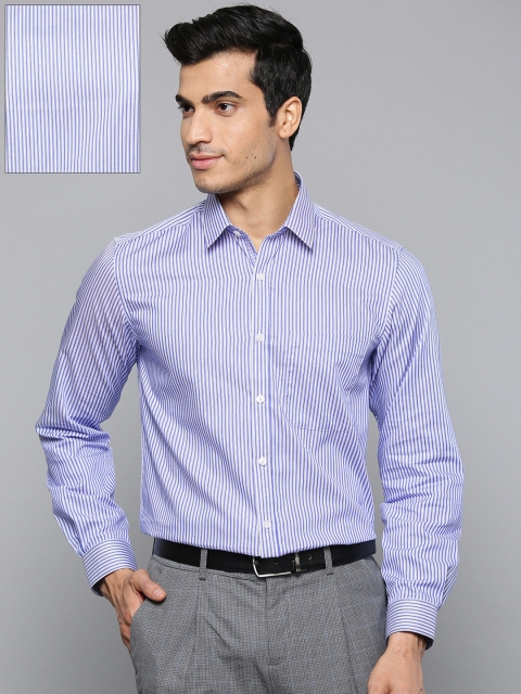 

Louis Philippe Men White & Blue Slim Fit Striped Formal Shirt