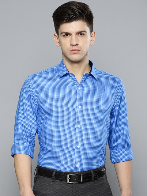 

Louis Philippe Men Blue & White Slim Fit Checked Formal Shirt