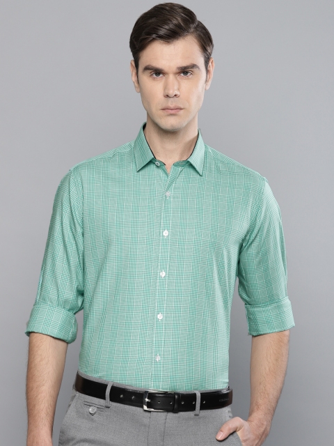 

Louis Philippe Men Green & White Slim Fit Checked Formal Shirt
