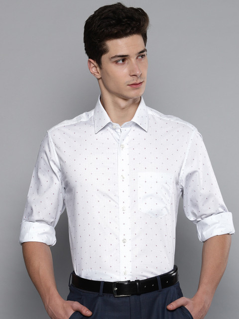 

Louis Philippe Men White Slim Fit Checked Formal Shirt
