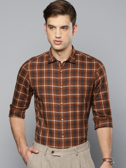 

Louis Philippe Sport Men Brown & Navy Super Slim Fit Checked Smart Casual Shirt
