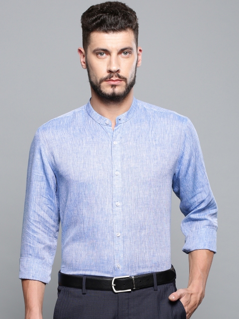 

Louis Philippe Men Blue Linen Slim Fit Solid Formal Shirt