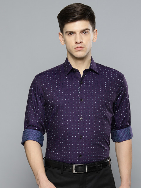 

Louis Philippe Men Purple Slim Fit Printed Formal Shirt