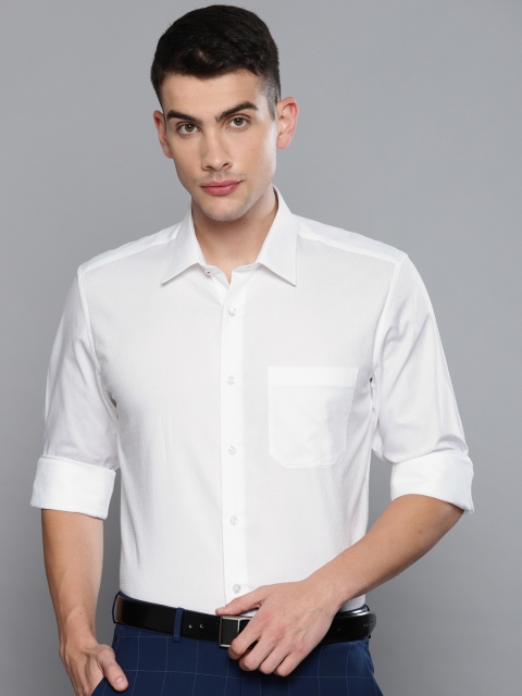 

Louis Philippe Men White Self-Design Slim Fit Formal Shirt