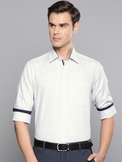 

Louis Philippe Men White & Black Checked Slim Fit Formal Shirt