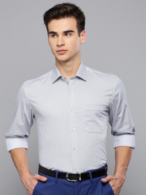 

Louis Philippe Men White & Blue Slim Fit Printed Formal Shirt