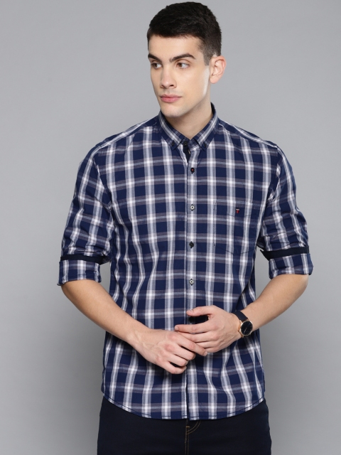 

Louis Philippe Sport Men Navy Blue & White Slim Fit Checked Casual Shirt