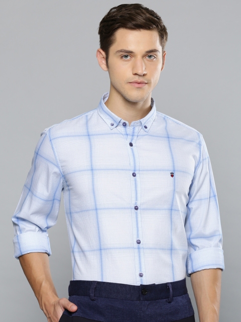 

Louis Philippe Sport Men White & Blue Slim Fit Checked Casual Shirt
