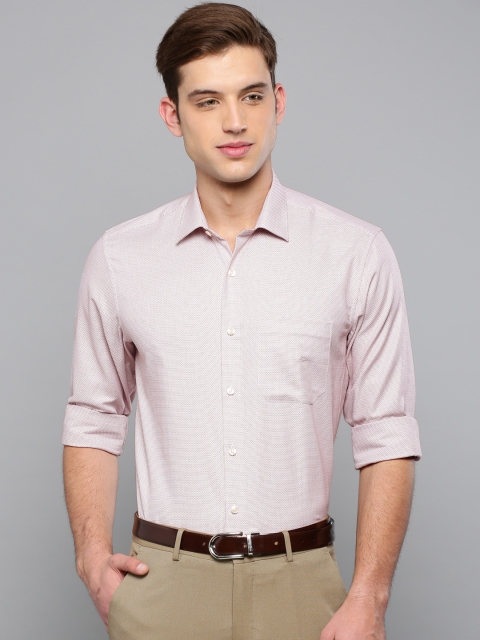 

Louis Philippe Men Off-white & Brown Slim Fit Self Design Formal Shirt