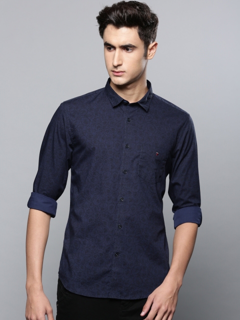 

Louis Philippe Sport Men Navy Blue & Black Super Slim Fit Printed Casual Shirt