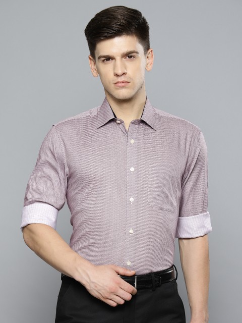 

Louis Philippe Men Maroon & White Slim Fit Printed Formal Shirt