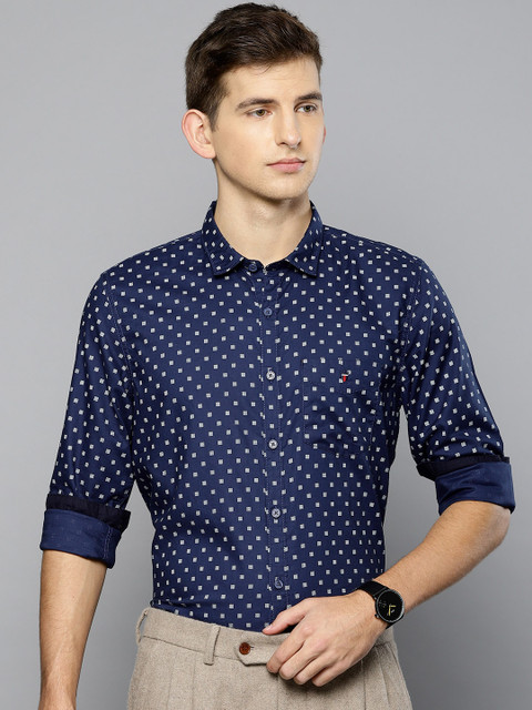 

Louis Philippe Sport Men Navy Blue Printed Super Slim Fit Smart Casual Shirt
