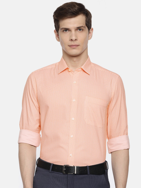 

Louis Philippe Men Orange & White Slim Fit Printed Formal Shirt