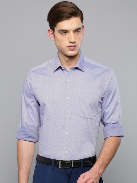 

Louis Philippe Men Blue Slim Fit Self Design Formal Shirt