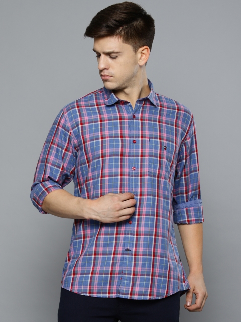 

Louis Philippe Sport Men Blue & Pink Slim Fit Checked Casual Shirt