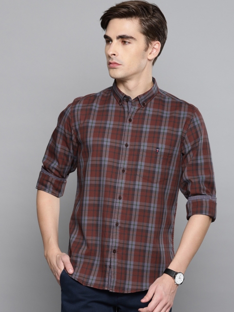 

Louis Philippe Sport Men Brown & Grey Super Slim Fit Checked Casual Shirt
