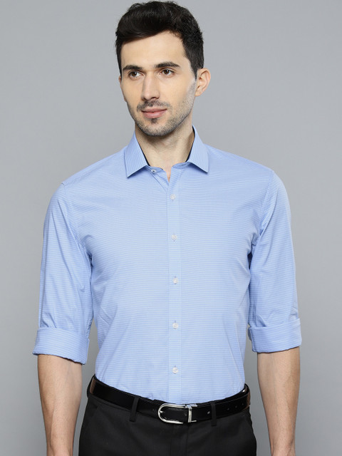 

Louis Philippe Men Blue & White Slim Fit Striped Formal Shirt