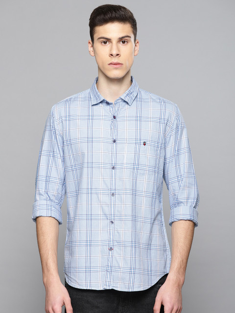 

Louis Philippe Sport Men Blue & White Super Slim Fit Checked Casual Shirt