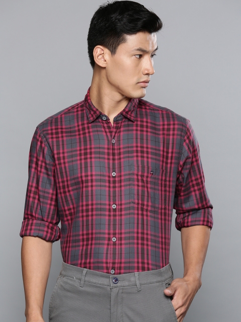 

Louis Philippe Sport Men Pink & Grey Slim Fit Checked Casual Shirt