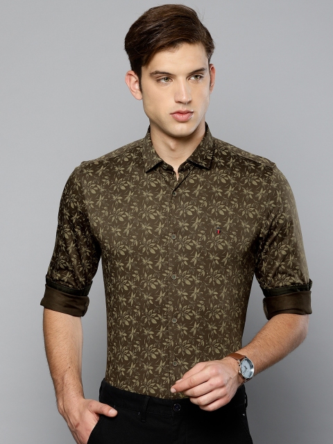 

Louis Philippe Sport Men Olive Green Super Slim Fit Printed Smart Casual Shirt