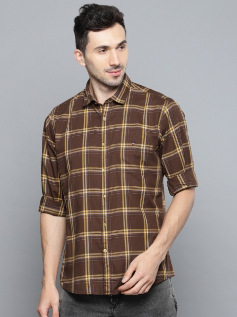 

Louis Philippe Sport Men Brown & Yellow Slim Fit Checked Casual Shirt