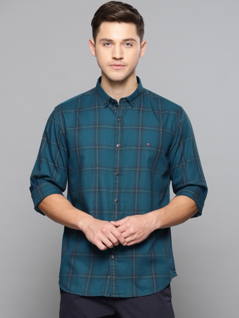 

Louis Philippe Sport Men Teal Blue Super Slim Fit Checked Casual Shirt
