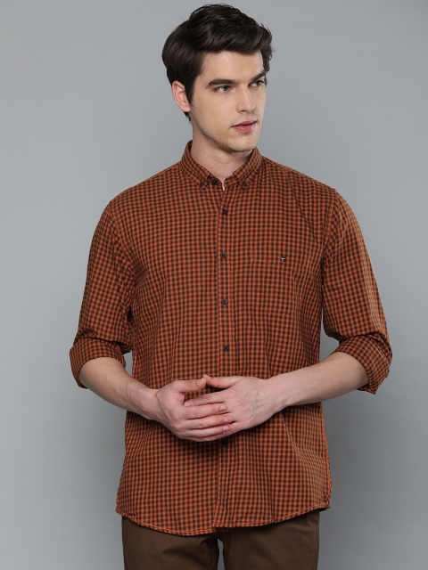 

Louis Philippe Sport Men Rust Orange & Olive Green Slim Fit Checked Casual Shirt