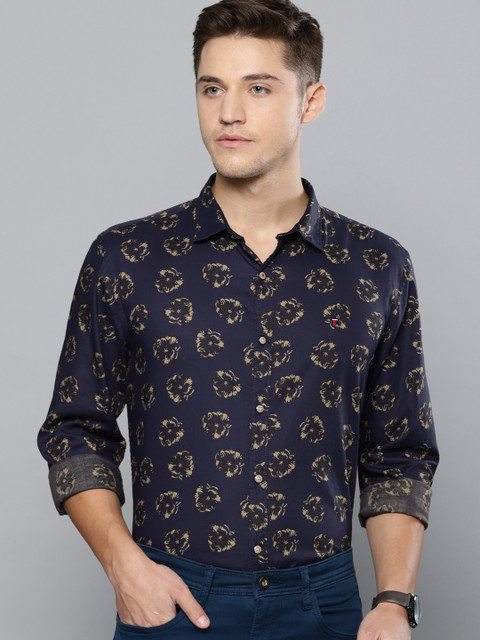 

Louis Philippe Sport Men Navy Blue Super Slim Fit Printed Smart Casual Shirt