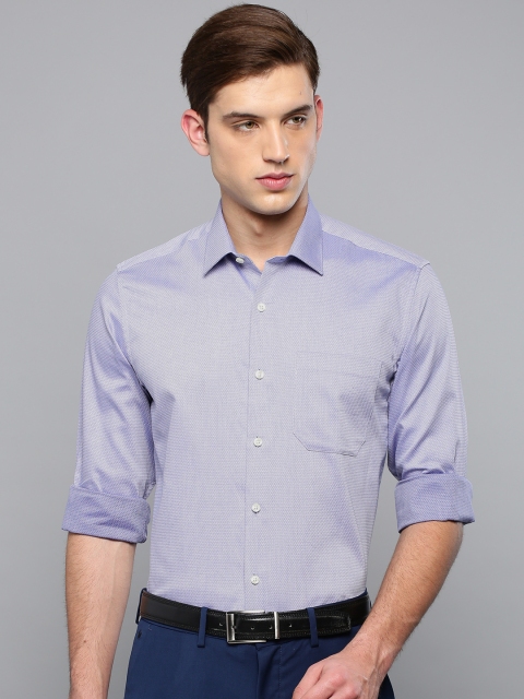 

Louis Philippe Men Blue Slim Fit Self Design Semiformal Shirt