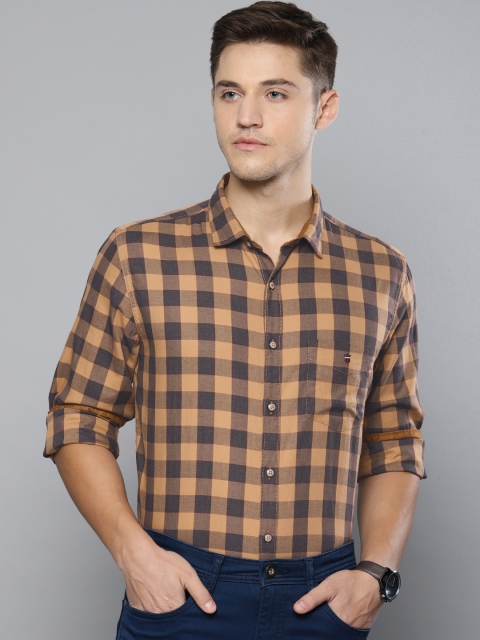 

Louis Philippe Sport Men Camel Brown & Grey Slim Fit Checked Smart Casual Shirt