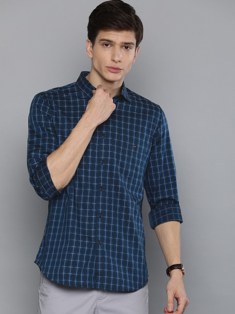 

Louis Philippe Sport Men Navy Blue Super Slim Fit Checked Casual Shirt
