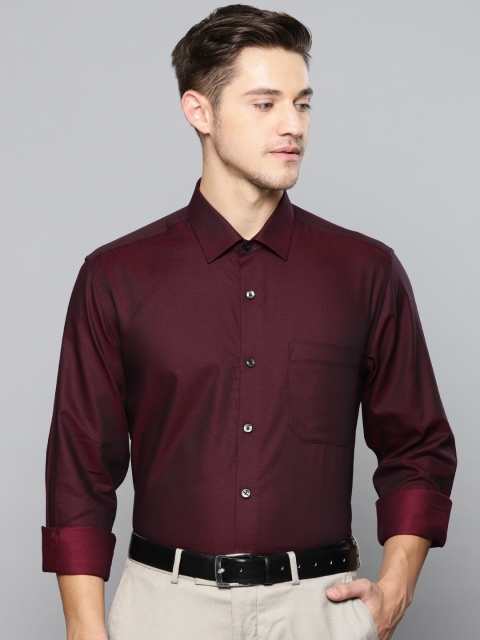 

Louis Philippe Men Maroon Slim Fit Self Design Formal Shirt