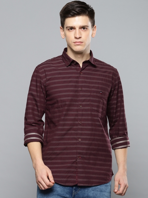 

Louis Philippe Sport Men Maroon Slim Fit Striped Casual Shirt