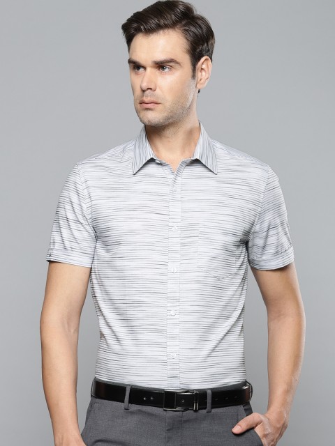 

Louis Philippe Men White & Black Super Slim Fit Self Design Formal Shirt