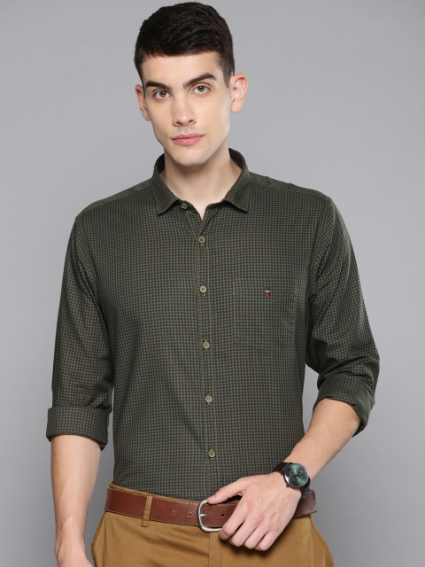 

Louis Philippe Sport Men Green & Navy Slim Fit Checked Smart Casual Shirt