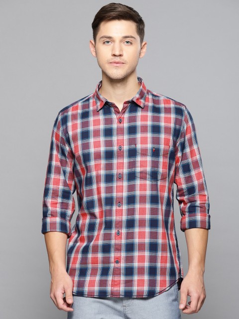 

Louis Philippe Sport Men Blue & Pink Super Slim Fit Checked Casual Shirt