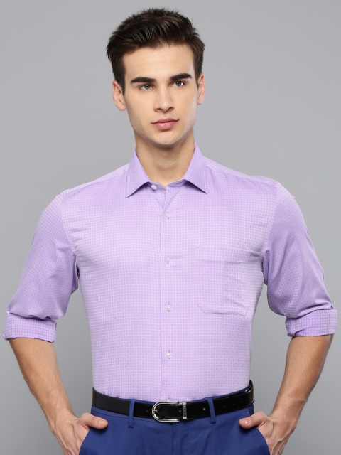 

Louis Philippe Men Purple Checked Permapress finest wrinkle free Formal Shirt