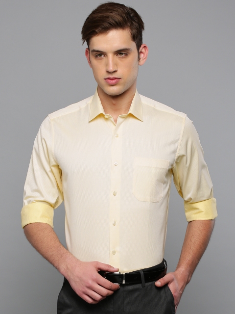 

Louis Philippe Men Yellow Slim Fit Self Design Formal Shirt