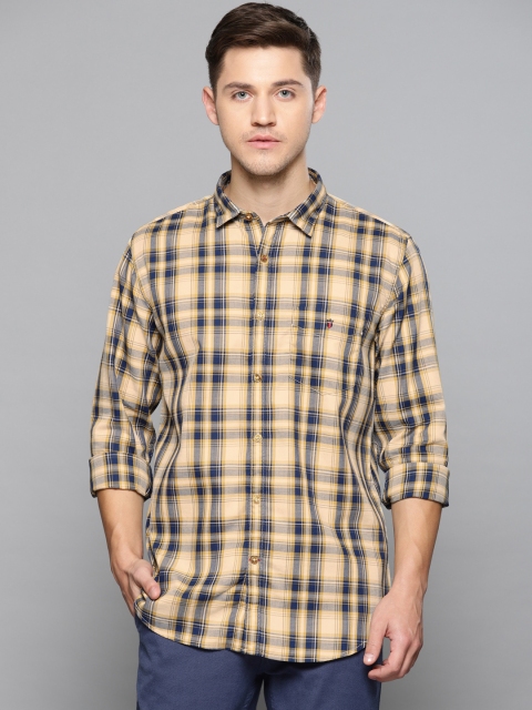 

Louis Philippe Sport Men Blue & Yellow Slim Fit Checked Casual Shirt