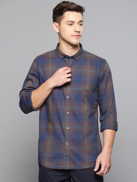 

Louis Philippe Sport Men Blue & Mustard Yellow Slim Fit Checked Casual Shirt
