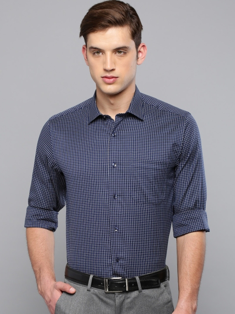 

Louis Philippe Men Blue Slim Fit Checked Formal Shirt